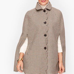 TALBOTS plaid /  houndstooth  wool cape  (brand new with tags)